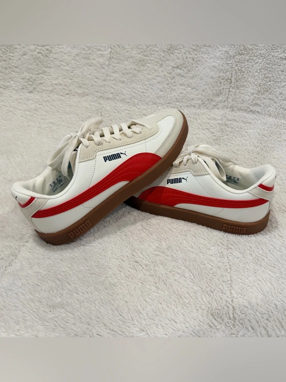 Puma Palermo White Red Leather Gum Sole Retro Streetwear Sneakers Men Sz US 7